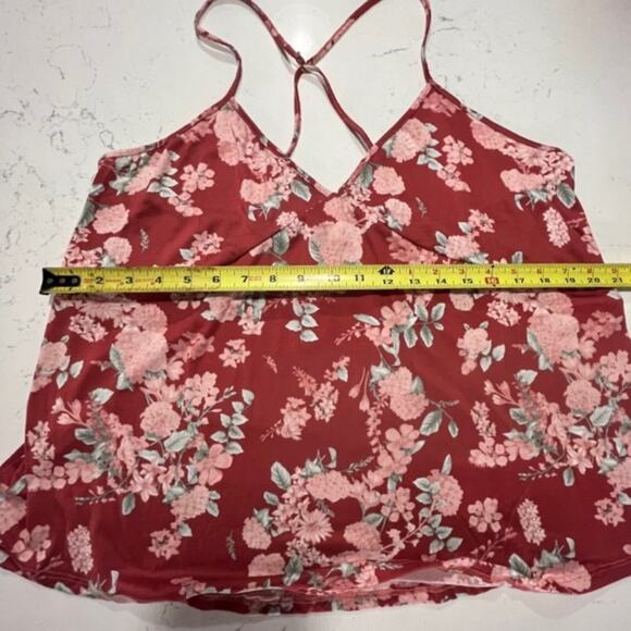 Flora Nikrooz Jacqueline Travel Set Sz L Brick Floral 3 Pc Robe Cami Shorts NEW - Picture 11 of 15